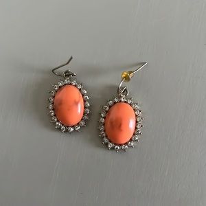 Peach earrings with CZ halo